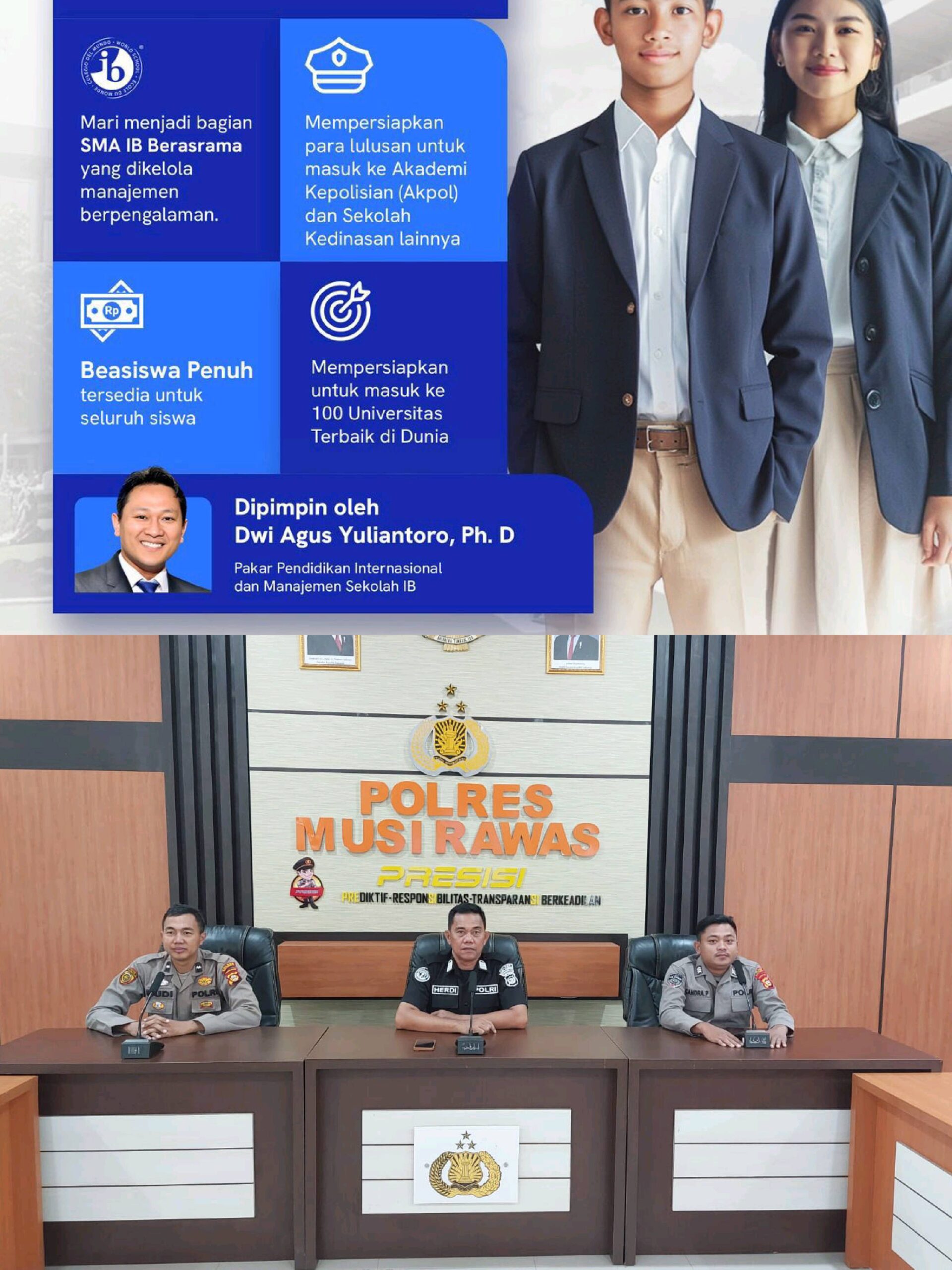 Sukseskan Program Asta Cita, Polres Musi Rawas Ikuti Launching Penerimaan Peserta Didik Baru SMA Kemala Taruna Bhayangkara Tahun Ajaran 2025